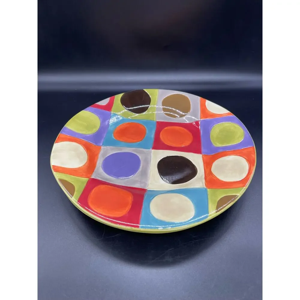 Pier 1 Urban Dot Earthenware Set of 2 Dinner Plates 12